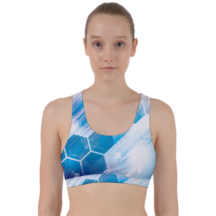 Hexagon Euclidean Vector Gradient Del  Blue Color Science And Technology Back Weave Sports Bra