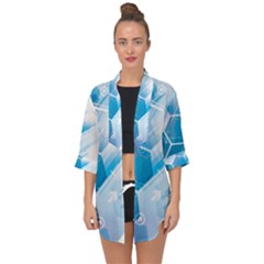 Hexagon Euclidean Vector Gradient Del  Blue Color Science And Technology Open Front Chiffon Kimono by Wegoenart