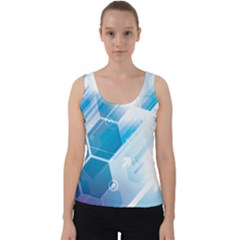 Hexagon Euclidean Vector Gradient Del  Blue Color Science And Technology Velvet Tank Top by Wegoenart