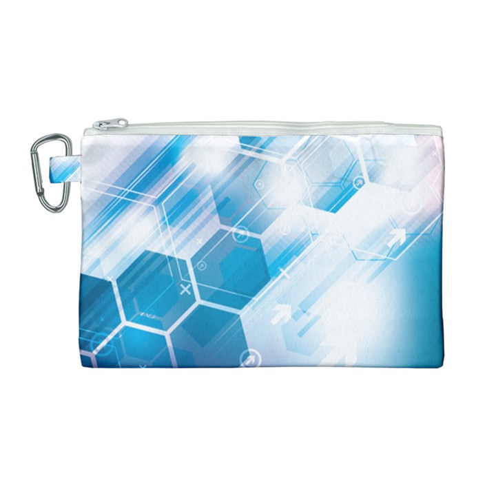 Hexagon Euclidean Vector Gradient Del  Blue Color Science And Technology Canvas Cosmetic Bag (Large)