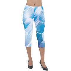 Hexagon Euclidean Vector Gradient Del  Blue Color Science And Technology Lightweight Velour Capri Leggings 