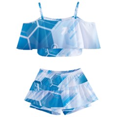 Hexagon Euclidean Vector Gradient Del  Blue Color Science And Technology Kids  Off Shoulder Skirt Bikini by Wegoenart