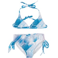 Hexagon Euclidean Vector Gradient Del  Blue Color Science And Technology Kids  Classic Bikini Set by Wegoenart