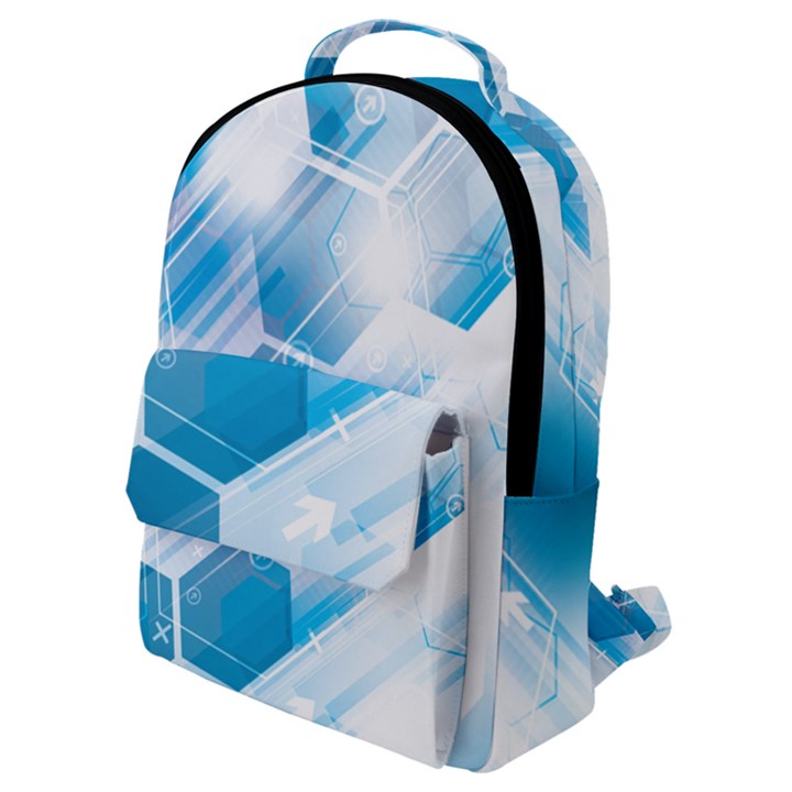 Hexagon Euclidean Vector Gradient Del  Blue Color Science And Technology Flap Pocket Backpack (Small)