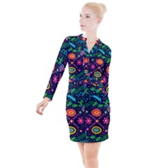 Pattern Nature Design Patterns Button Long Sleeve Dress