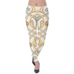 Arabesque Ornament Islamic Art Stencil Drawing Velvet Leggings by Wegoenart