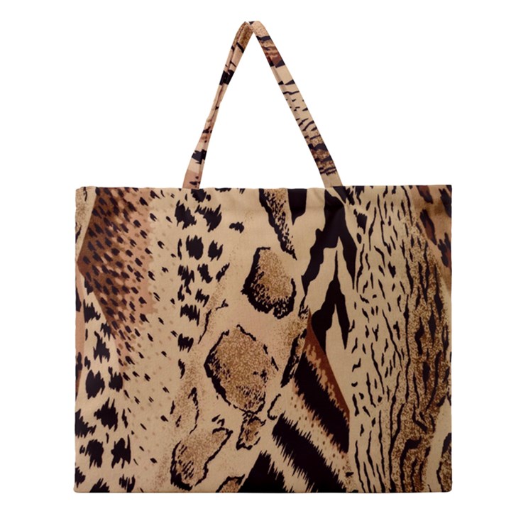 Animal Pattern Design Print Texture Zipper Large Tote Bag