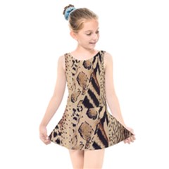 Animal Pattern Design Print Texture Kids  Skater Dress Swimsuit by Wegoenart