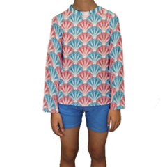 Seamless Patter Peacock Feathers Kids  Long Sleeve Swimwear by Wegoenart