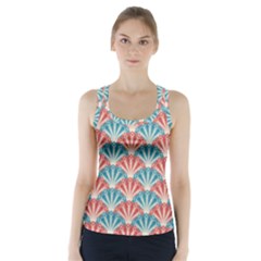 Seamless Patter Peacock Feathers Racer Back Sports Top by Wegoenart