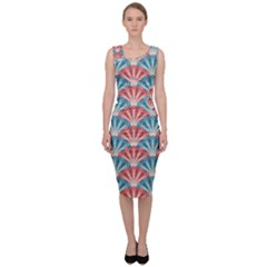 Seamless Patter Peacock Feathers Sleeveless Pencil Dress by Wegoenart