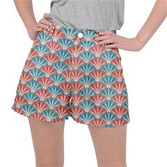 Seamless Patter Peacock Feathers Stretch Ripstop Shorts