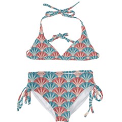 Seamless Patter Peacock Feathers Kids  Classic Bikini Set