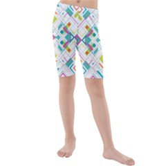 Graphic Design Geometry Shape Pattern Geometric Kids  Mid Length Swim Shorts by Wegoenart