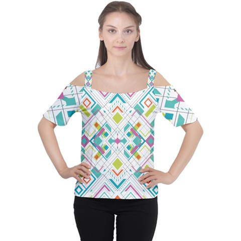 Graphic Design Geometry Shape Pattern Geometric Cutout Shoulder Tee by Wegoenart