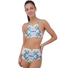 Graphic Design Geometry Shape Pattern Geometric High Waist Tankini Set