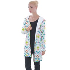 Graphic Design Geometry Shape Pattern Geometric Longline Hooded Cardigan