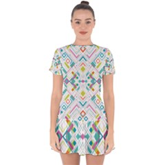 Graphic Design Geometry Shape Pattern Geometric Drop Hem Mini Chiffon Dress by Wegoenart