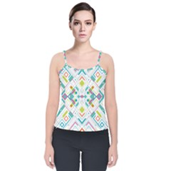 Graphic Design Geometry Shape Pattern Geometric Velvet Spaghetti Strap Top