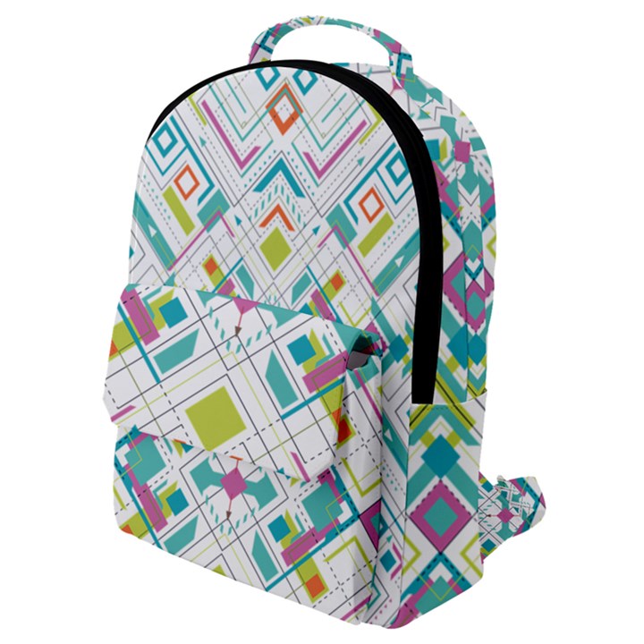 Graphic Design Geometry Shape Pattern Geometric Flap Pocket Backpack (Small)