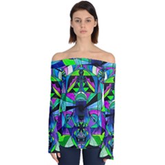 Arcturian Astral Travel Grid - Off Shoulder Long Sleeve Top by tealswan