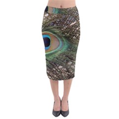 Peacock Tail Feathers Midi Pencil Skirt by Wegoenart