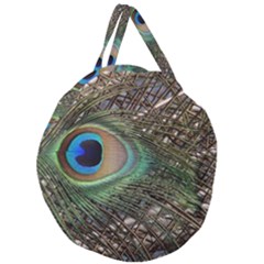 Peacock Tail Feathers Giant Round Zipper Tote by Wegoenart