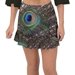 Peacock Tail Feathers Fishtail Mini Chiffon Skirt by Wegoenart