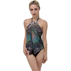 Peacock Tail Feathers Go With The Flow One Piece Swimsuit by Wegoenart