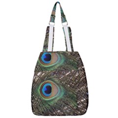 Peacock Tail Feathers Center Zip Backpack