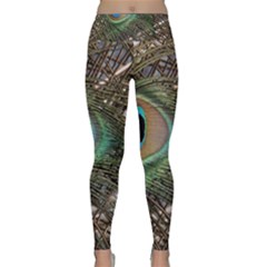 Peacock Tail Feathers Lightweight Velour Classic Yoga Leggings