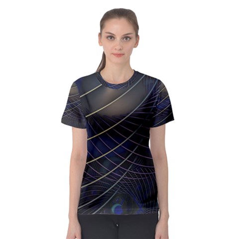 Background Fractal Peacock Pipe Women s Sport Mesh Tee by Wegoenart