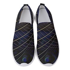 Background Fractal Peacock Pipe Women s Slip On Sneakers