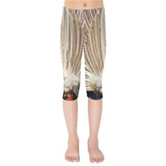 Peacock Wheel Bird Nature Kids  Capri Leggings  by Wegoenart