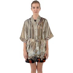 Peacock Wheel Bird Nature Quarter Sleeve Kimono Robe by Wegoenart