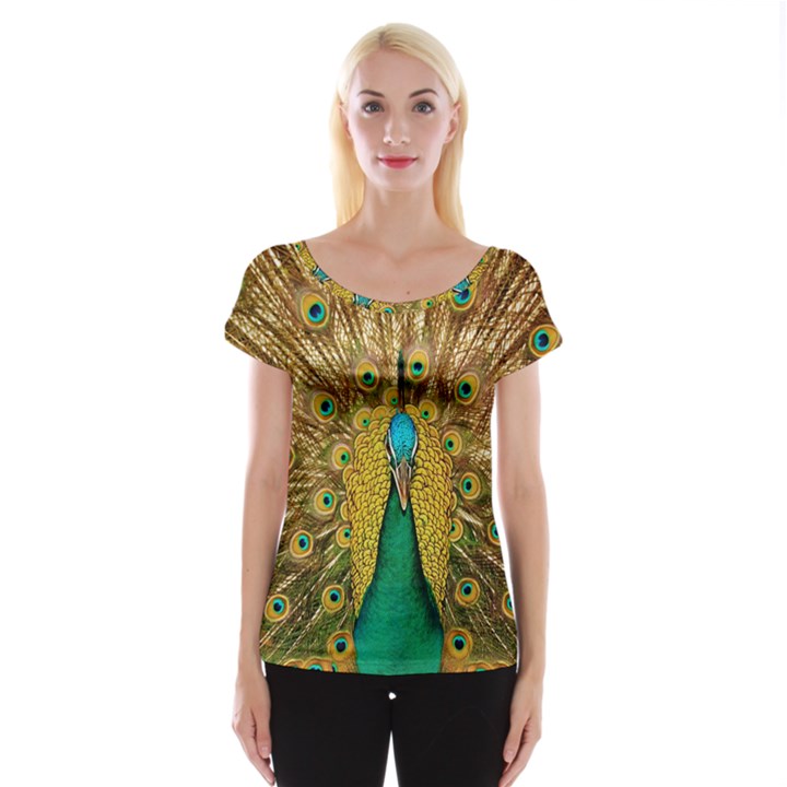 Peacock Feather Bird Peafowl Cap Sleeve Top