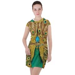 Peacock Feather Bird Peafowl Drawstring Hooded Dress