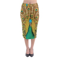 Peacock Feather Bird Peafowl Midi Pencil Skirt by Wegoenart