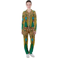 Peacock Feather Bird Peafowl Casual Jacket And Pants Set