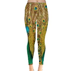 Peacock Feather Bird Peafowl Inside Out Leggings by Wegoenart