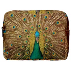 Peacock Feather Bird Peafowl Make Up Pouch (large) by Wegoenart