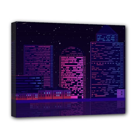 Christmas Skyline Skyscraper Deluxe Canvas 20  X 16  (stretched) by Wegoenart