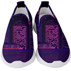 Christmas Skyline Skyscraper Kids  Slip On Sneakers by Wegoenart