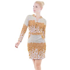 Beer Head Foam Cool Button Long Sleeve Dress by Wegoenart