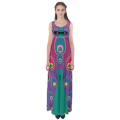 Peacock Bird Animal Feathers Empire Waist Maxi Dress by Wegoenart