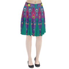 Peacock Bird Animal Feathers Pleated Skirt by Wegoenart