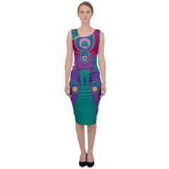 Peacock Bird Animal Feathers Sleeveless Pencil Dress