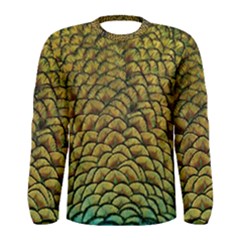 Peacock Bird Feather Color Men s Long Sleeve Tee by Wegoenart