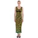 Peacock Bird Feather Color Fitted Maxi Dress View1