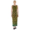 Peacock Bird Feather Color Fitted Maxi Dress View2